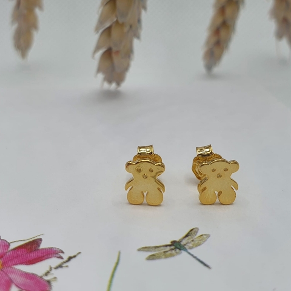 Tous Vermeil Bear Earrings Bear Motif 8mm - Picture 1 of 4
